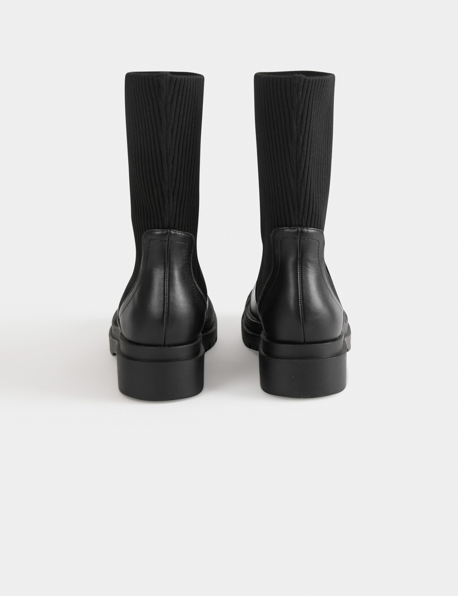 Bottines chaussettes plates noir femme - noir