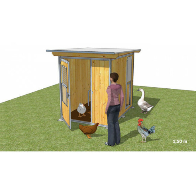 Poulailler durable en bois et métal avec 1 box