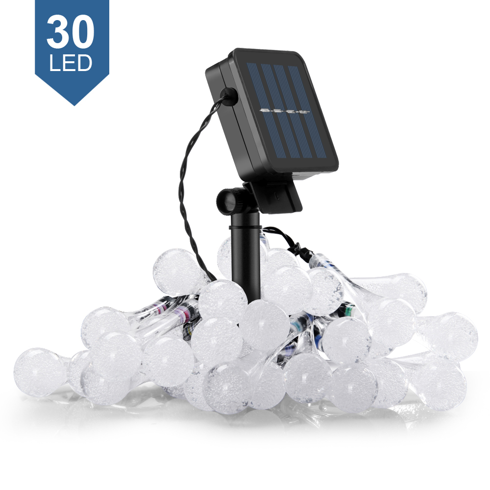(6m) 30 LED's Deko Solar Lichterkette Tropfen Outdoor Beleuchtung IP65 - Bunt
