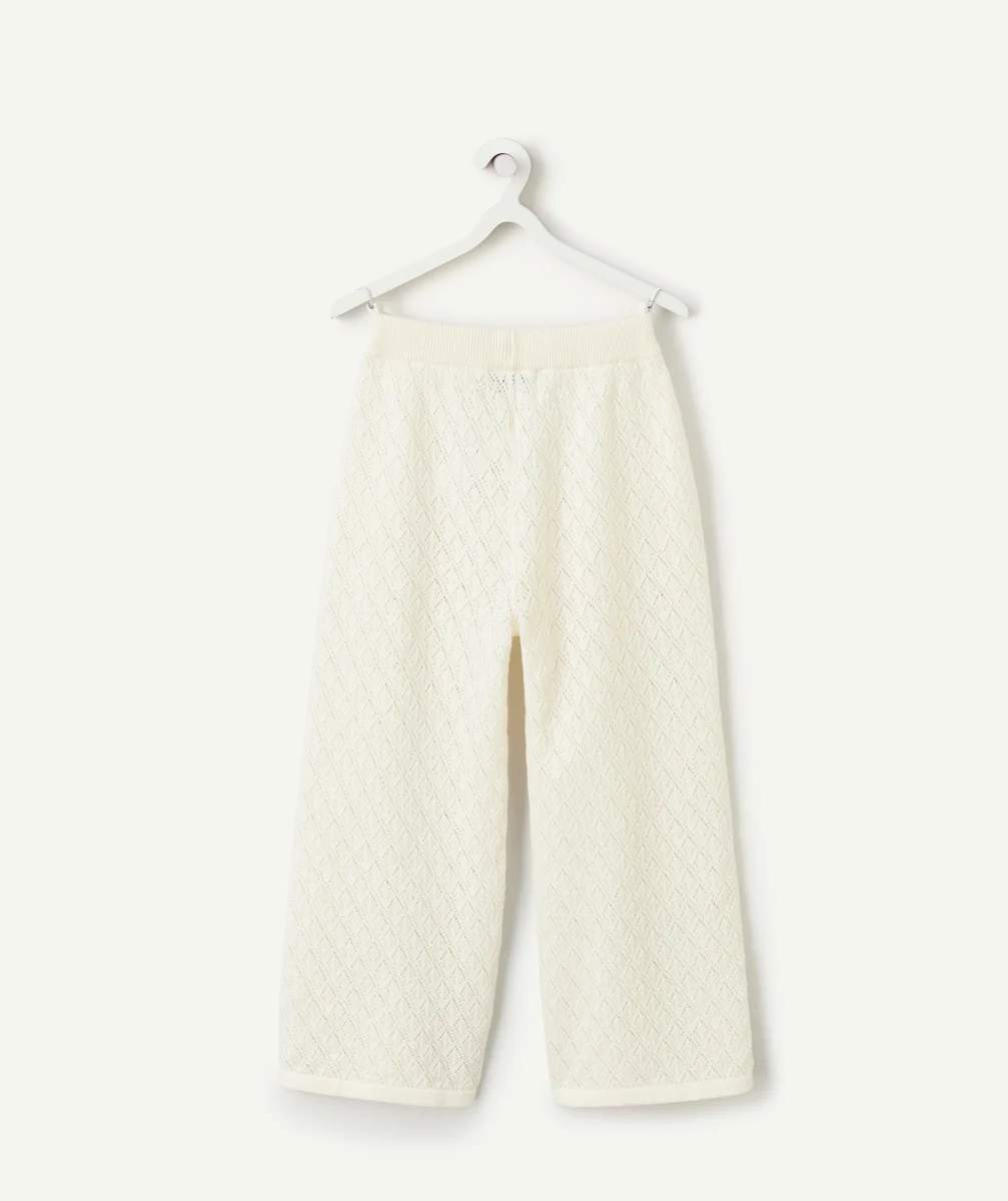 pantalon large crochet fille en coton biologique écru