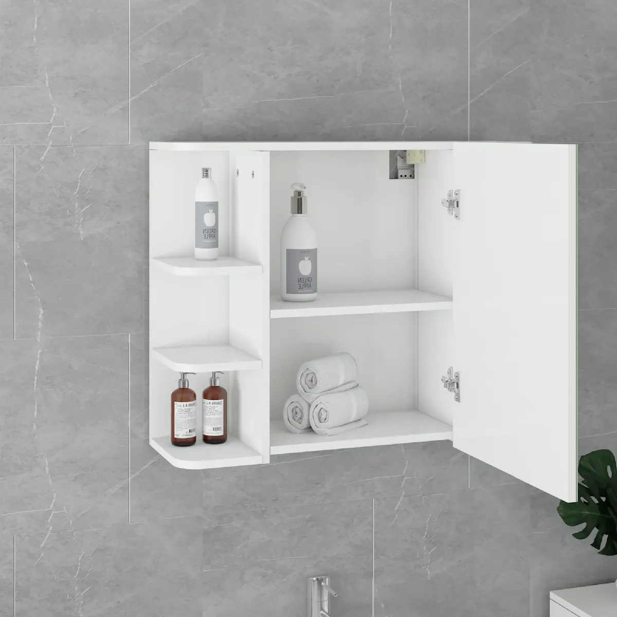ML DESIGN MODERN LIVING ML Design Armoire à miroir - Blanc 80x64 cm