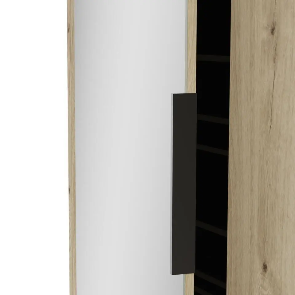 CALICOSY - Schoenenkast en 1 spiegel EBONY - 23,9x82,9x178,4 cm