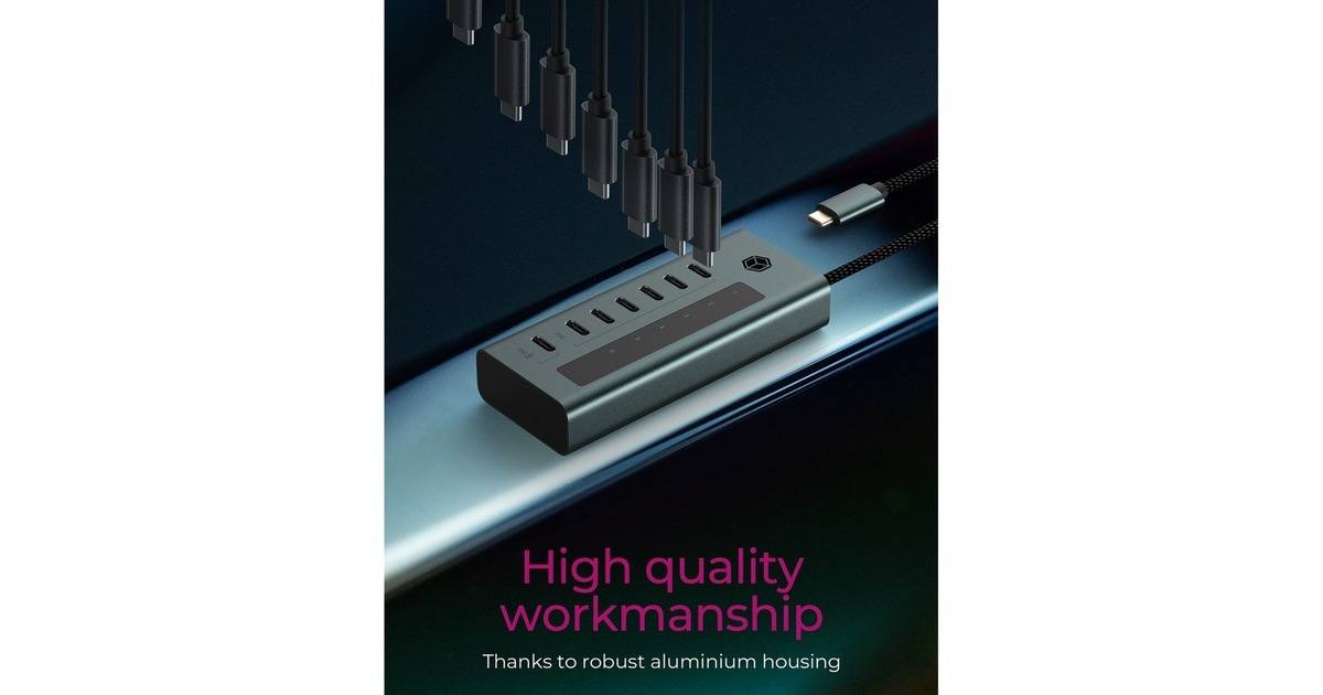 ICY BOX7-Port USB-C 3.2 Gen 2 usb-hub  (Blauwgrijs)