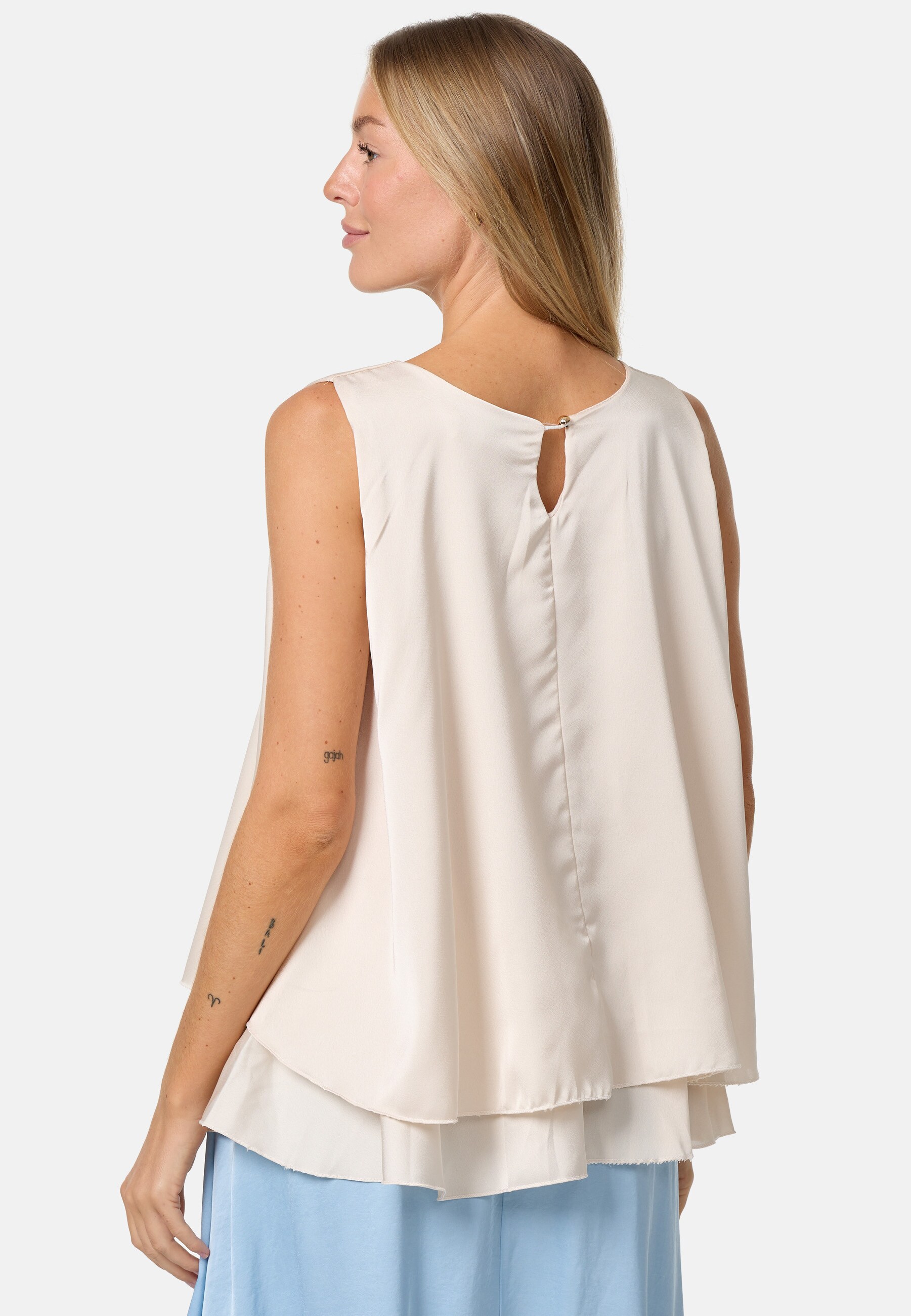 PM SELECTED Blusentop Sommerlicher Sleeveless Overlay Satin Top in Einheitsgröße PM30