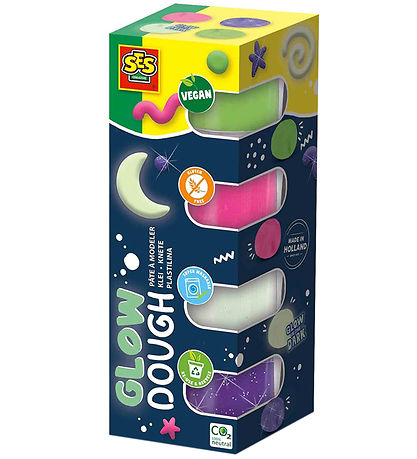 SES Creative Knete - 4x90g - Seidig weich Fluoreszierend
