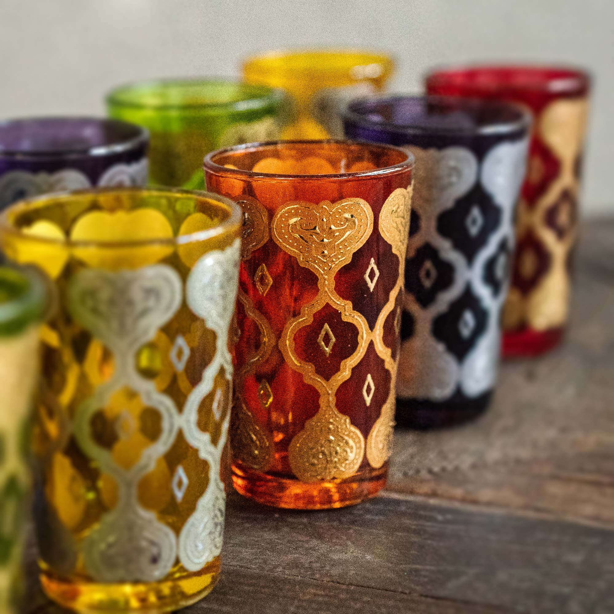 Teeglas 'Jakar' orange-gold, H 9 cm, Ø 5,5 cm zu 4,80