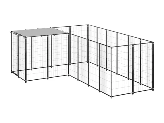 Chenil extérieur cage enclos noire 220 x 330 x 110 cm 02_0000533