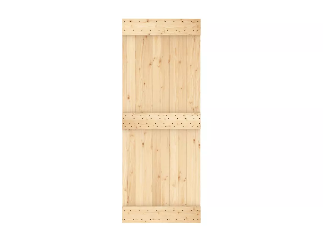 Porte coulissante et kit de quincaillerie 80x210 cm pin massif