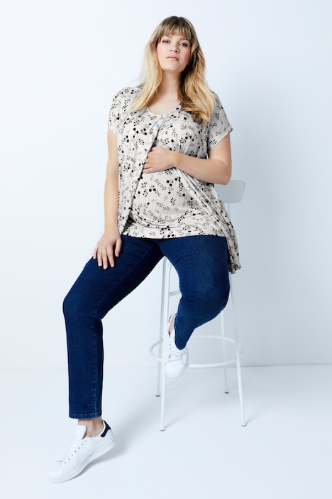 Bellieva-Shirt, doppellagig, Still Top, 3/4-Ärmel, Muster