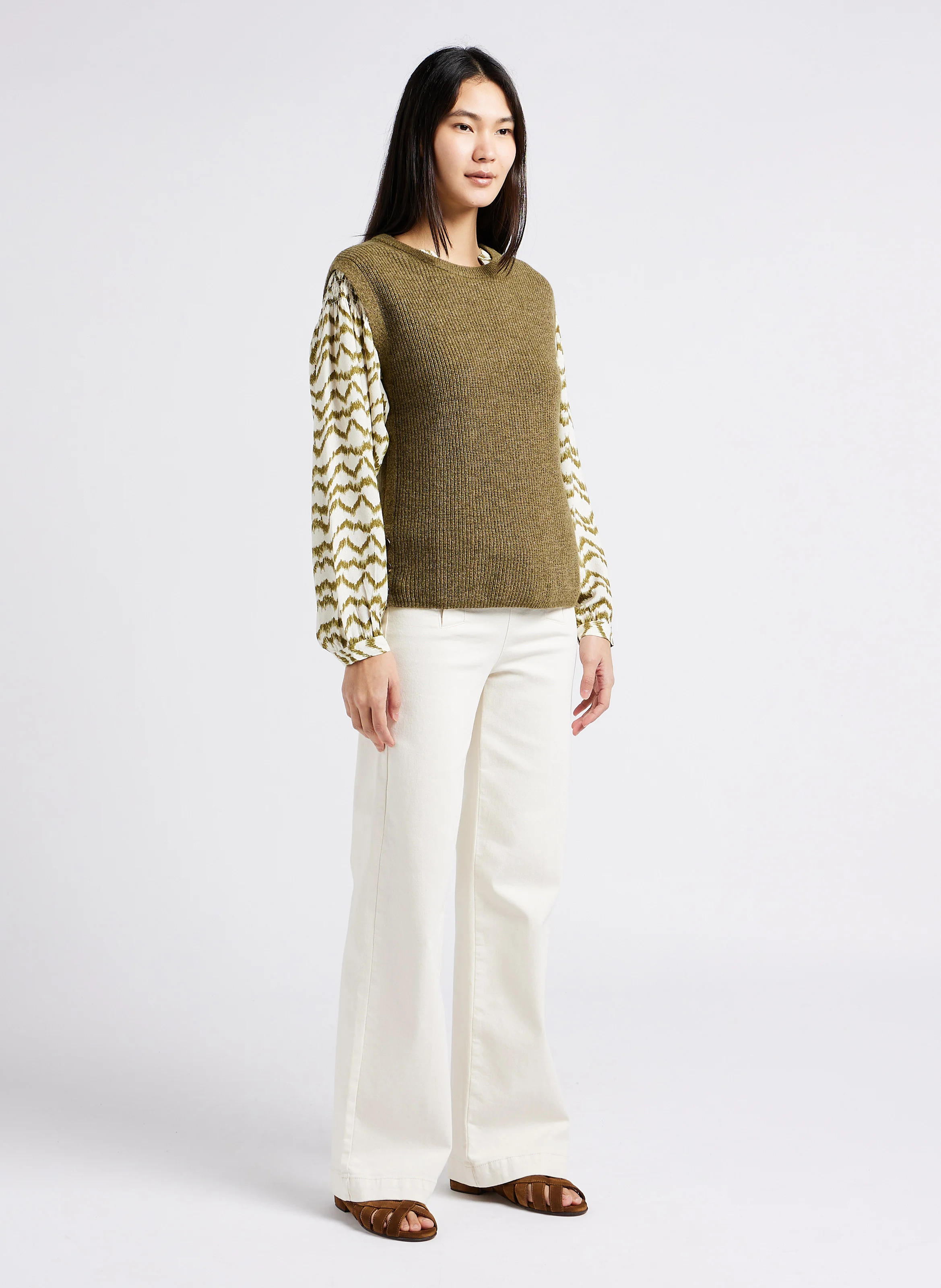 SOPHIE 20 - Sandales plates en cuir | Marron