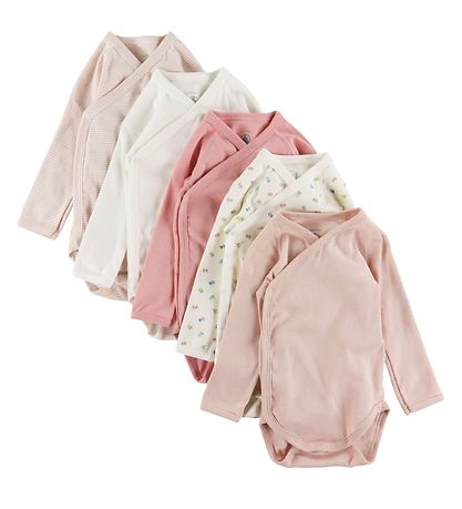 Petit Bateau Body l/ä - 5er-Pack - Rosa/Weiß