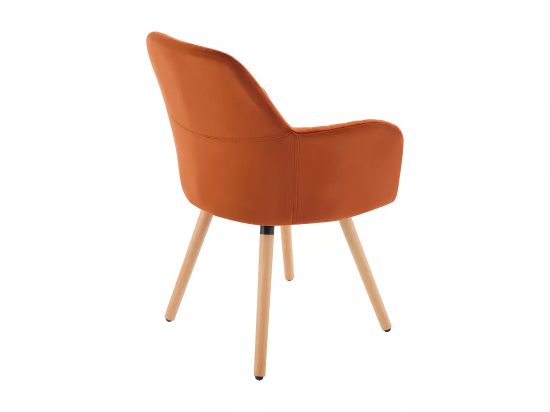 Lot de 2 chaises avec accoudoirs en velours et métal effet bois - Terracotta - ELEANA