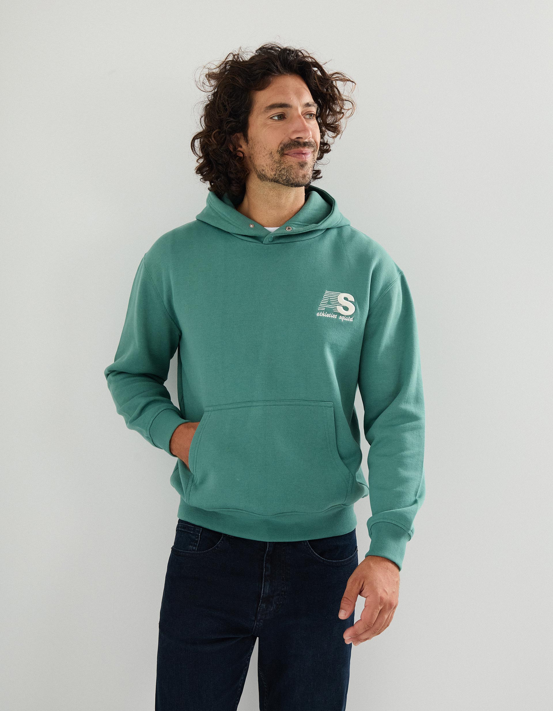 Sweatshirt com Capuz, Homem, Verde Escuro