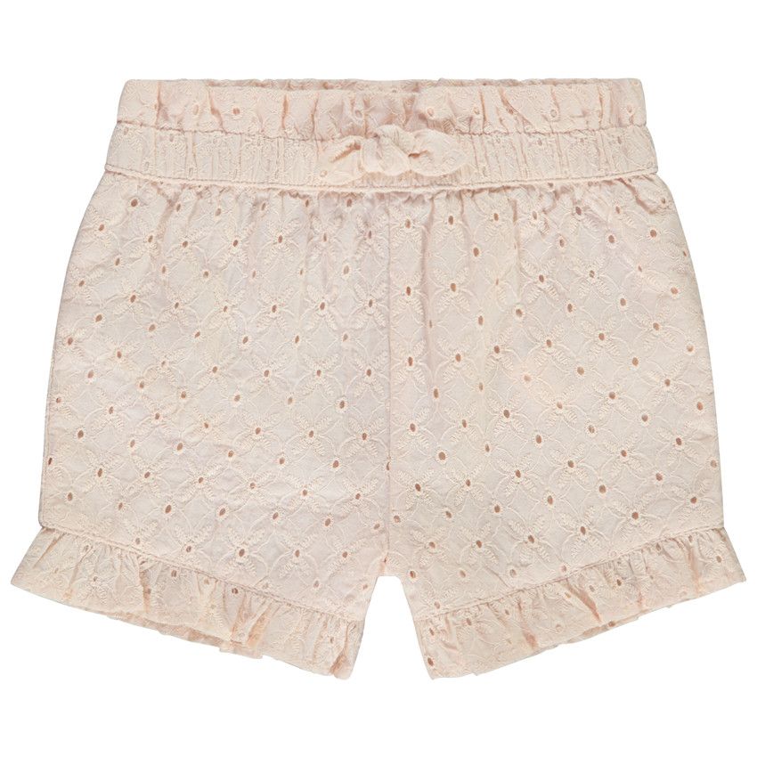 Short unie en broderie anglaise pour bébé fille - Rose