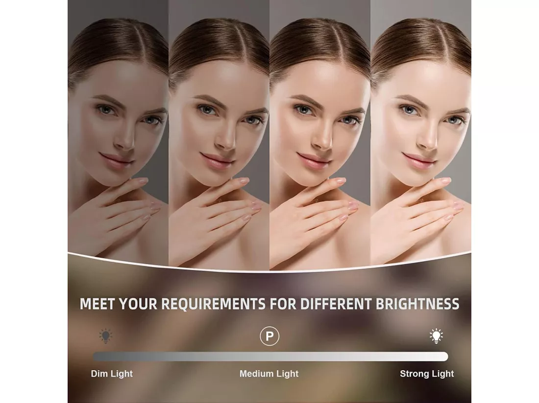 Miroir Bluetooth rechargeable sans fil 12 Ampoules,Hollywood Lumineux de Maquillage LED 3 Couleurs 30 x 41cm - Blanc