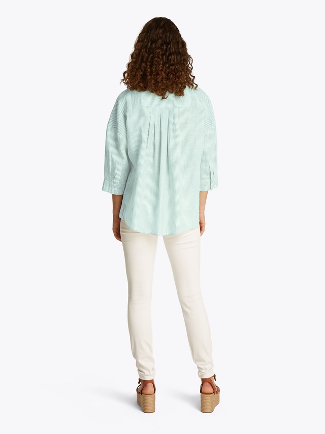 Tommy Hilfiger 3/4-Arm-Shirt »ESS LINEN LOOSE 3-4 SLEEVE SHIRT«, mit 3/4-Ärmel, Logostickerei ,kühlendes Premium Leinen