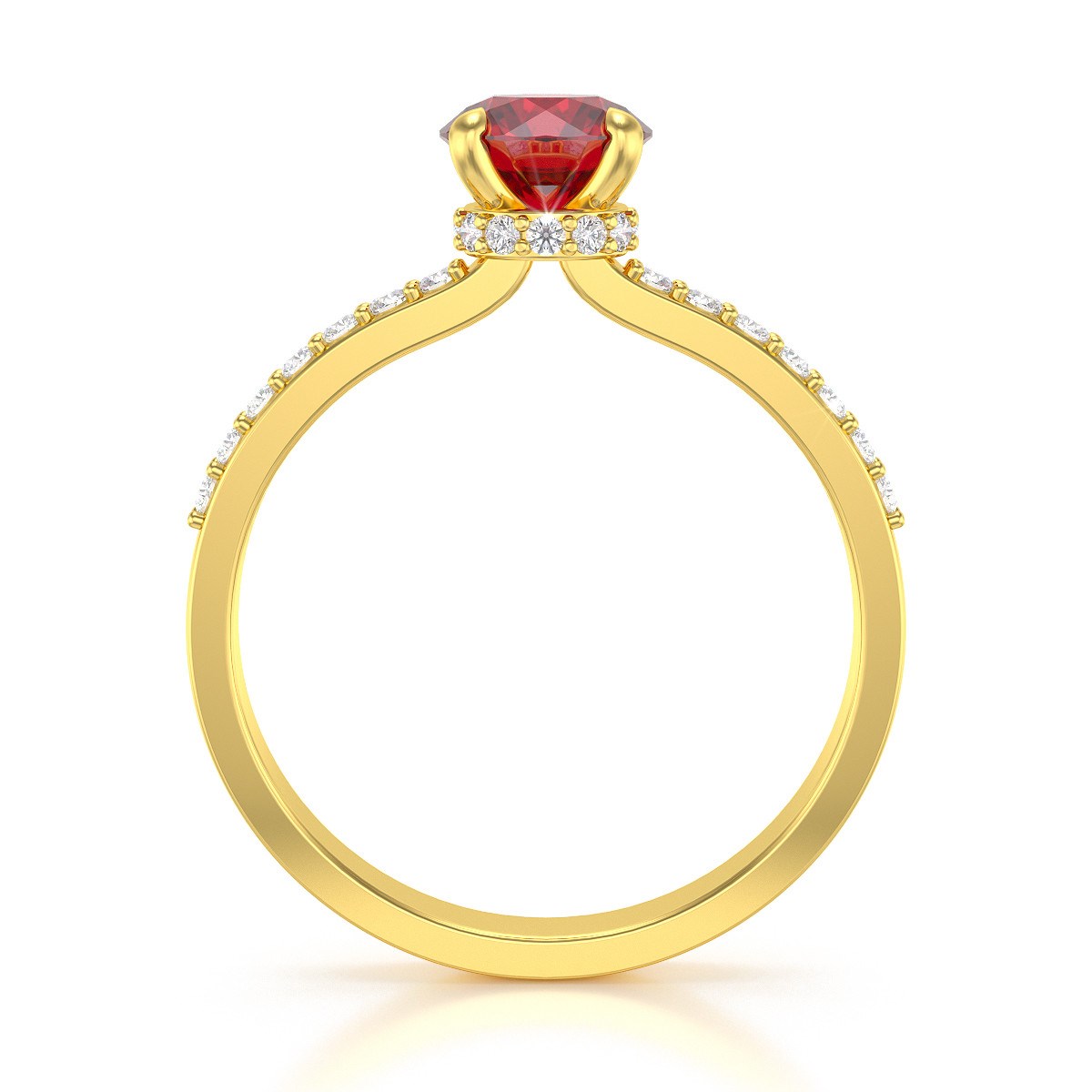 Bague ADEN Or 585 Jaune Rubis et diamants 2.4grs