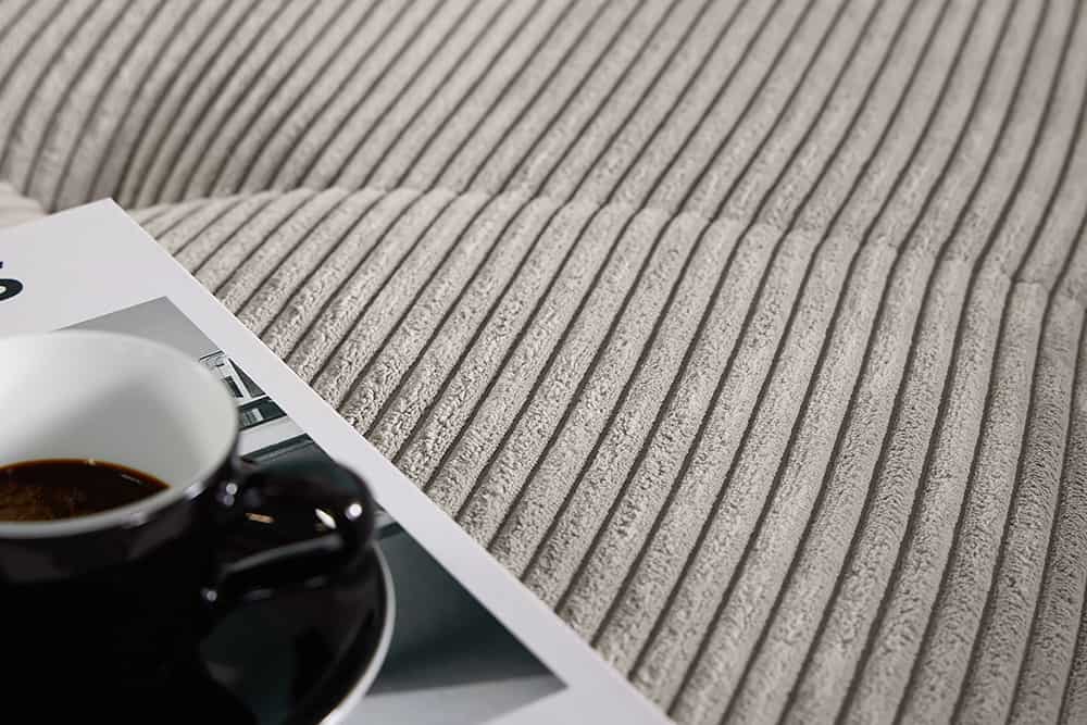 Modernes Ecksofa KENT 220cm greige Cord inkl. Hocker Federkern L-Form Wohnlandschaft