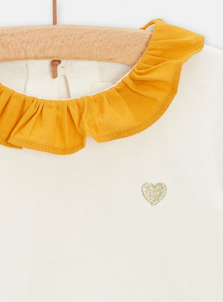 Brassière écrue à col miel pour bébé fille