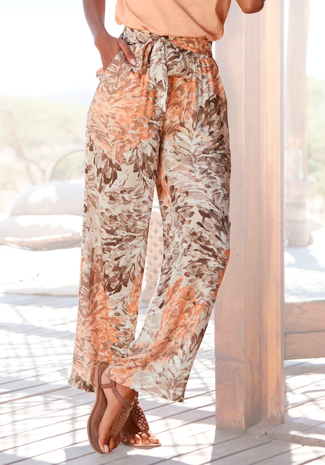 LASCANA Palazzohose  mit Blumendruck, sommerliche Stoffhose mit Taschen, Strandhose