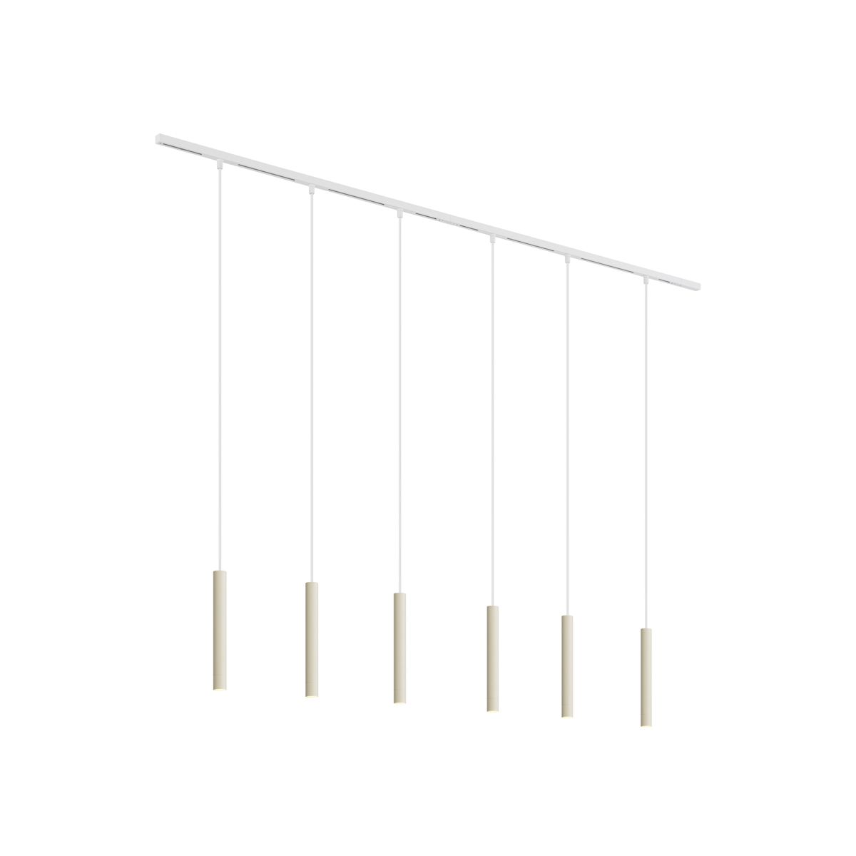 Modern railsysteem met 6 hanglampen beige met wit 1-fase - Slimline Keno