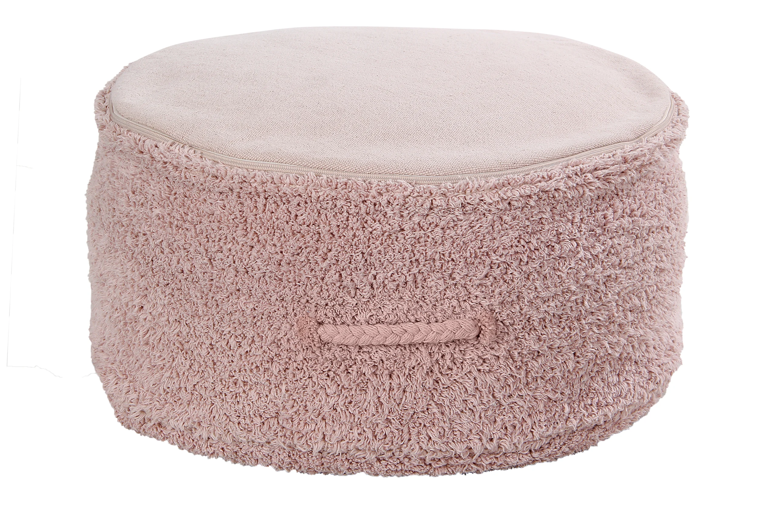 CHILL - Pouf rond couvert en coton | Rose