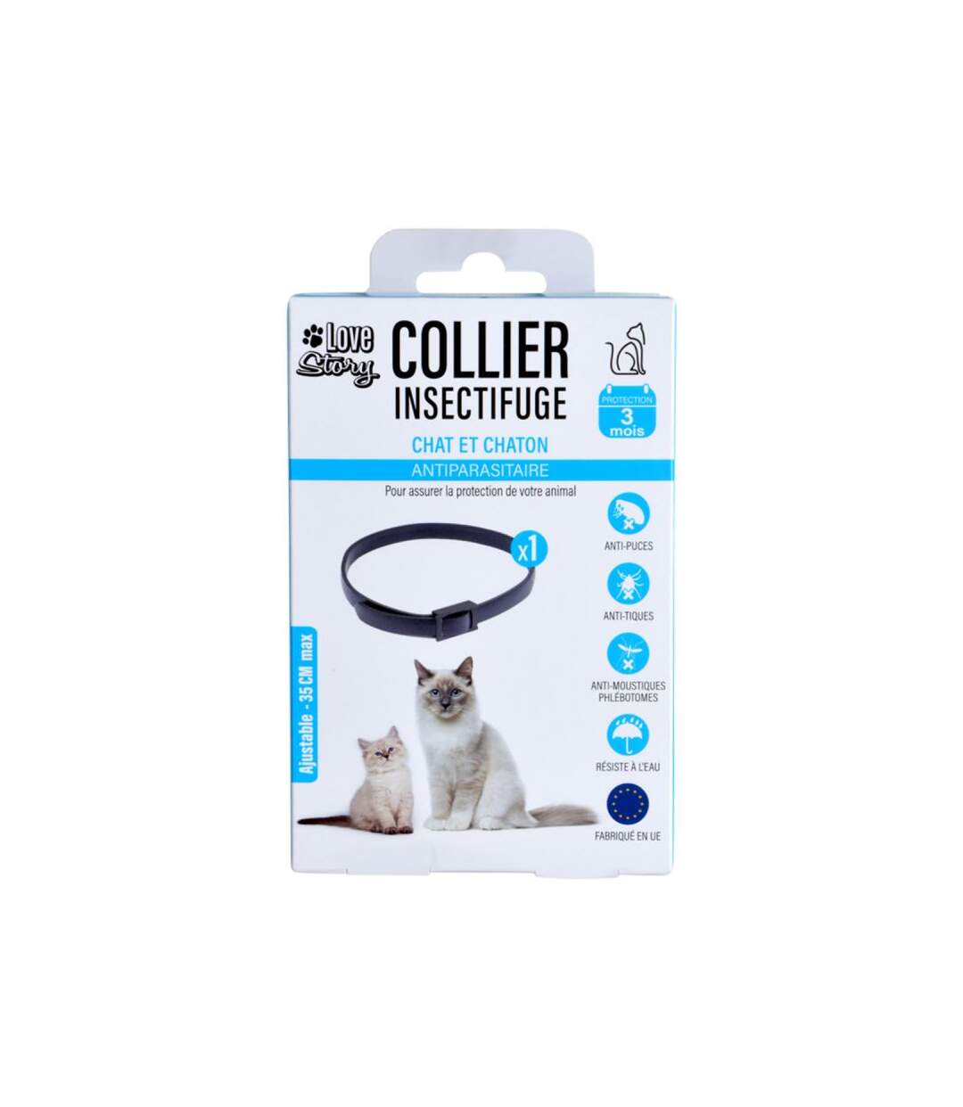 Paris Prix - Collier Insectifuge Pour Chat 3 Mois 35cm Noir