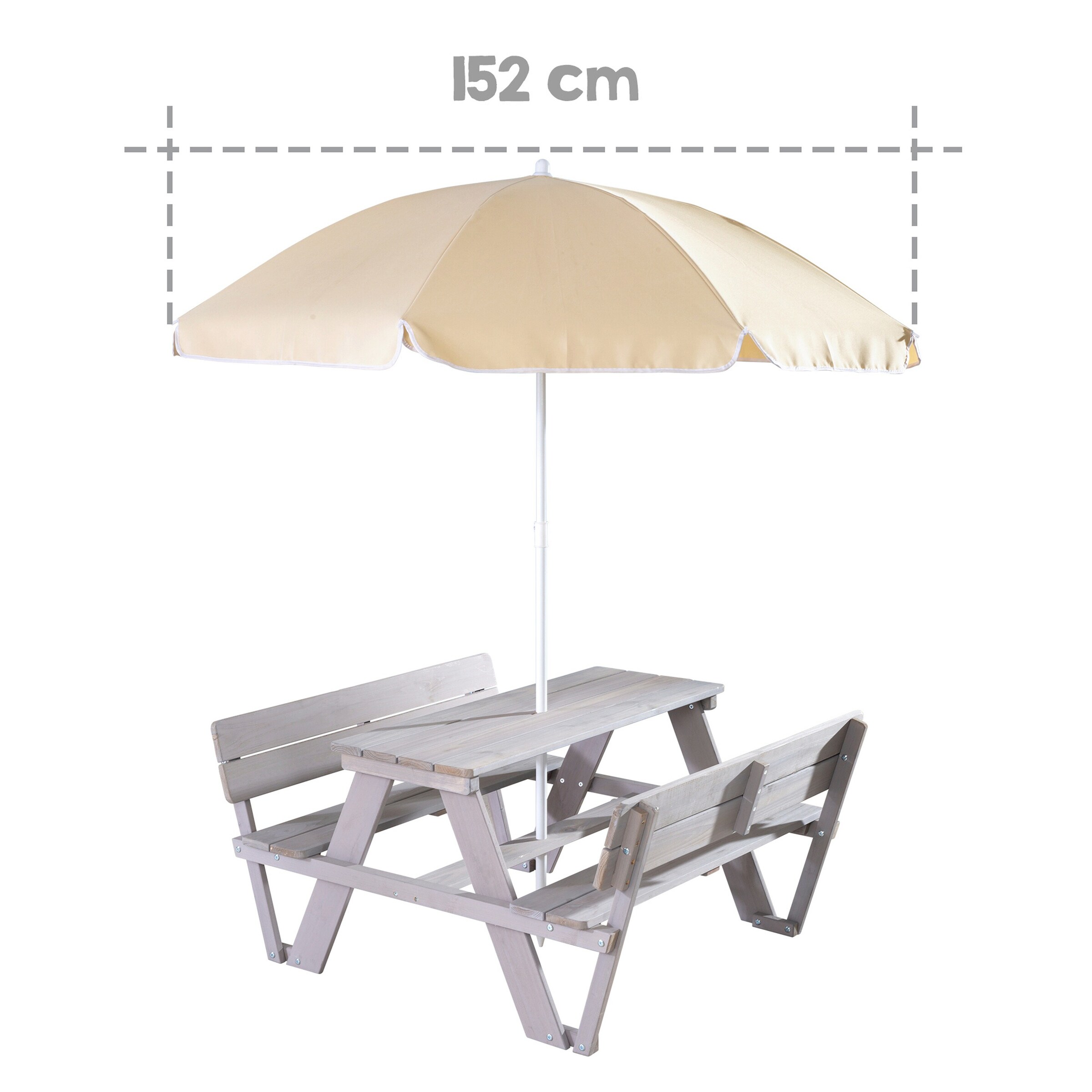 roba Kindersitzgruppe 'PICKNICK for 4' Outdoor +, mit Lehne, mit Schirm Set Outdoor +