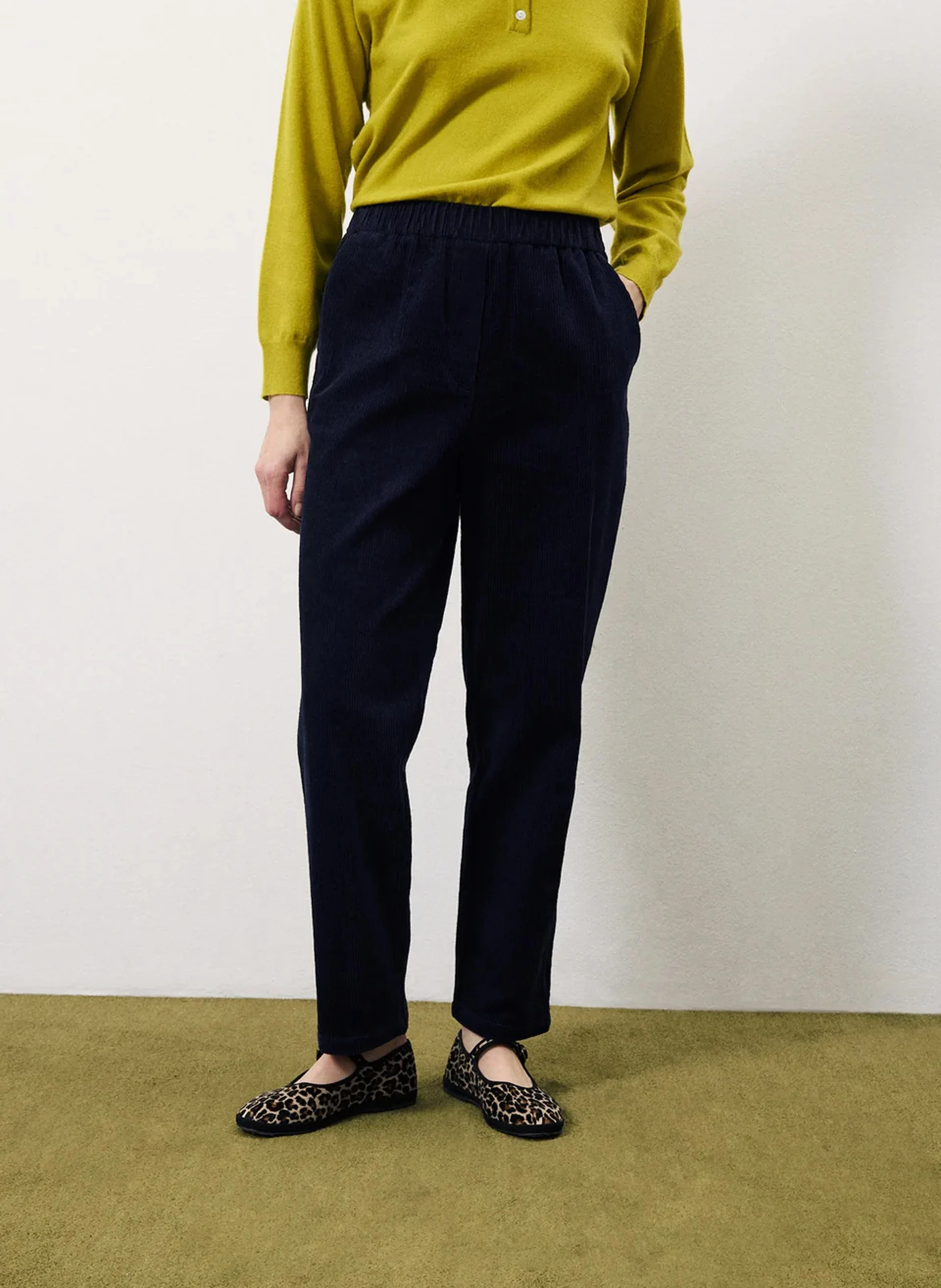 PEROLA - Pantalon droit en velours côtelé | Bleu
