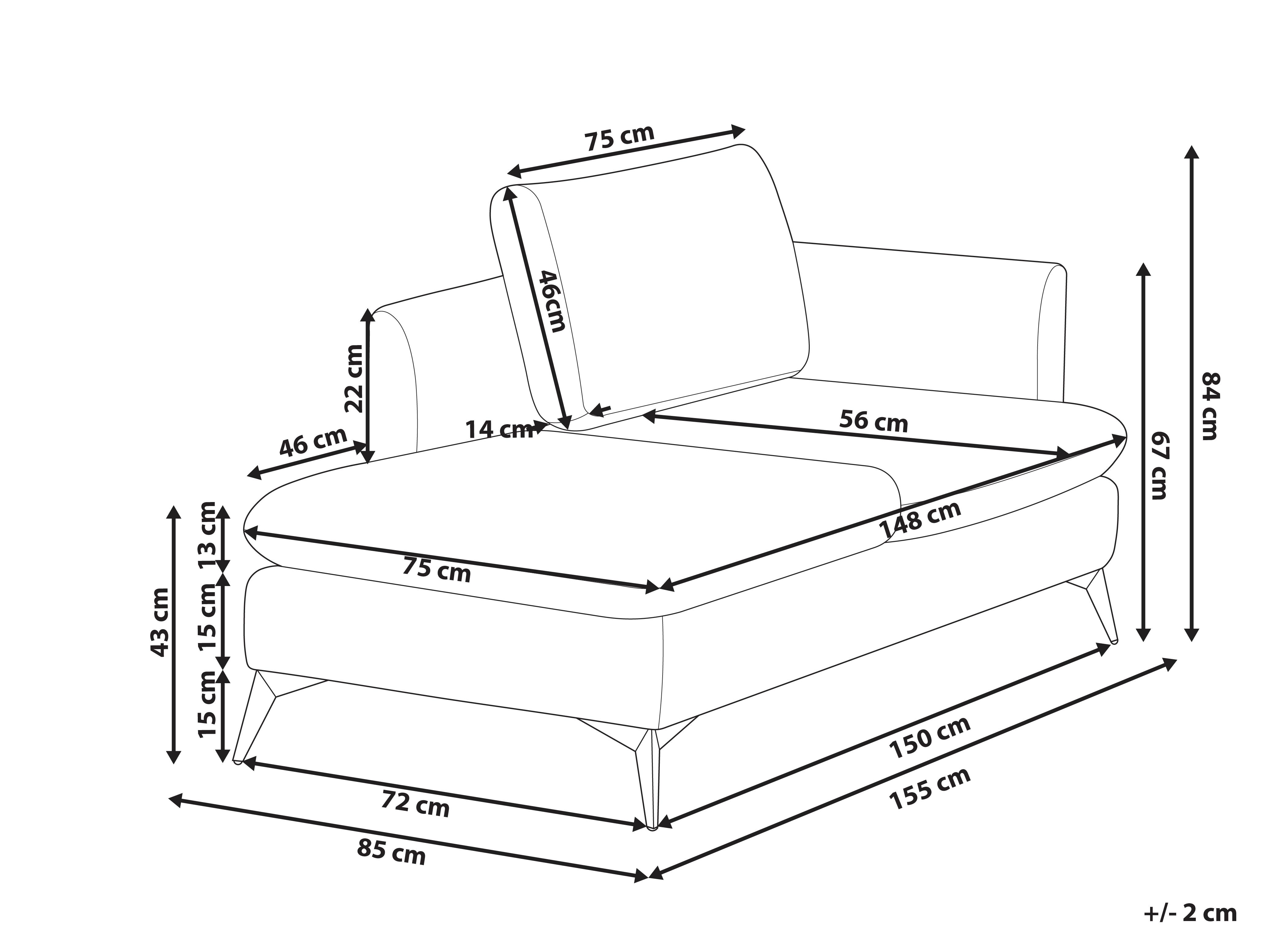 Rechtszijdige chaise longue SIEVOZ Stof Lichtbeige