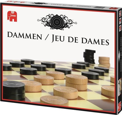 Jumbo - Dammen - Bordspel - Kartonnen Dambord - 40 Houten Schijven