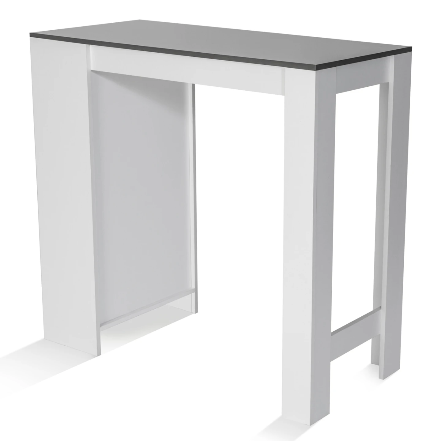 Table de bar BARTH 2 à 4 personnes bois blanc plateau gris