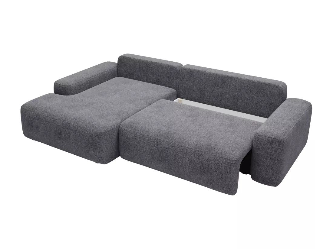 Canapé d'angle gauche convertible en tissu texturé gris DAVISO