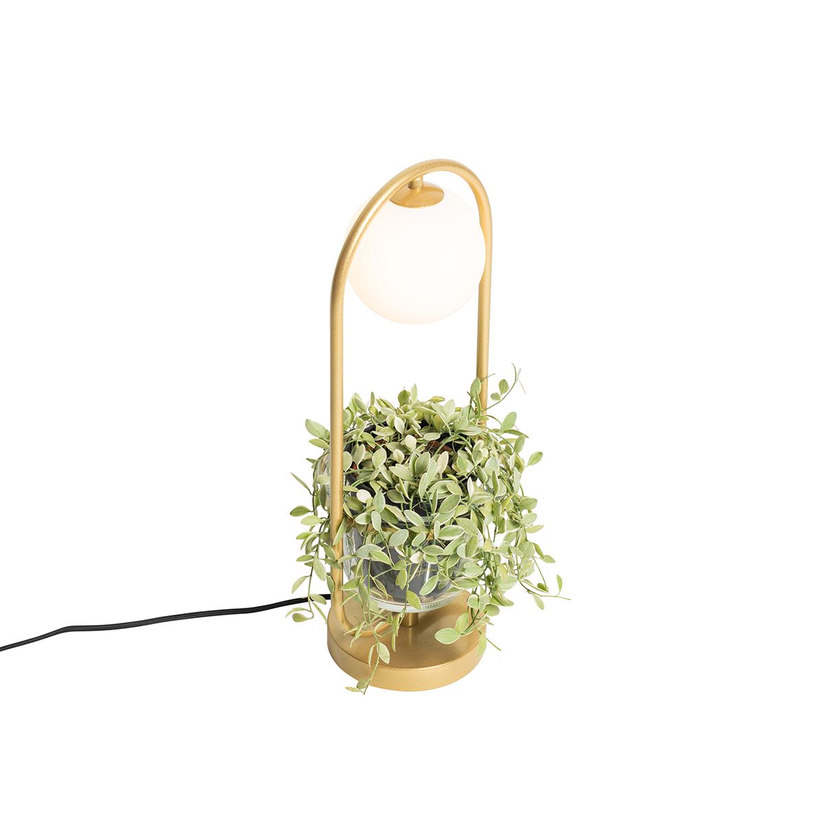 Art deco tafellamp goud met wit glas - Isabella