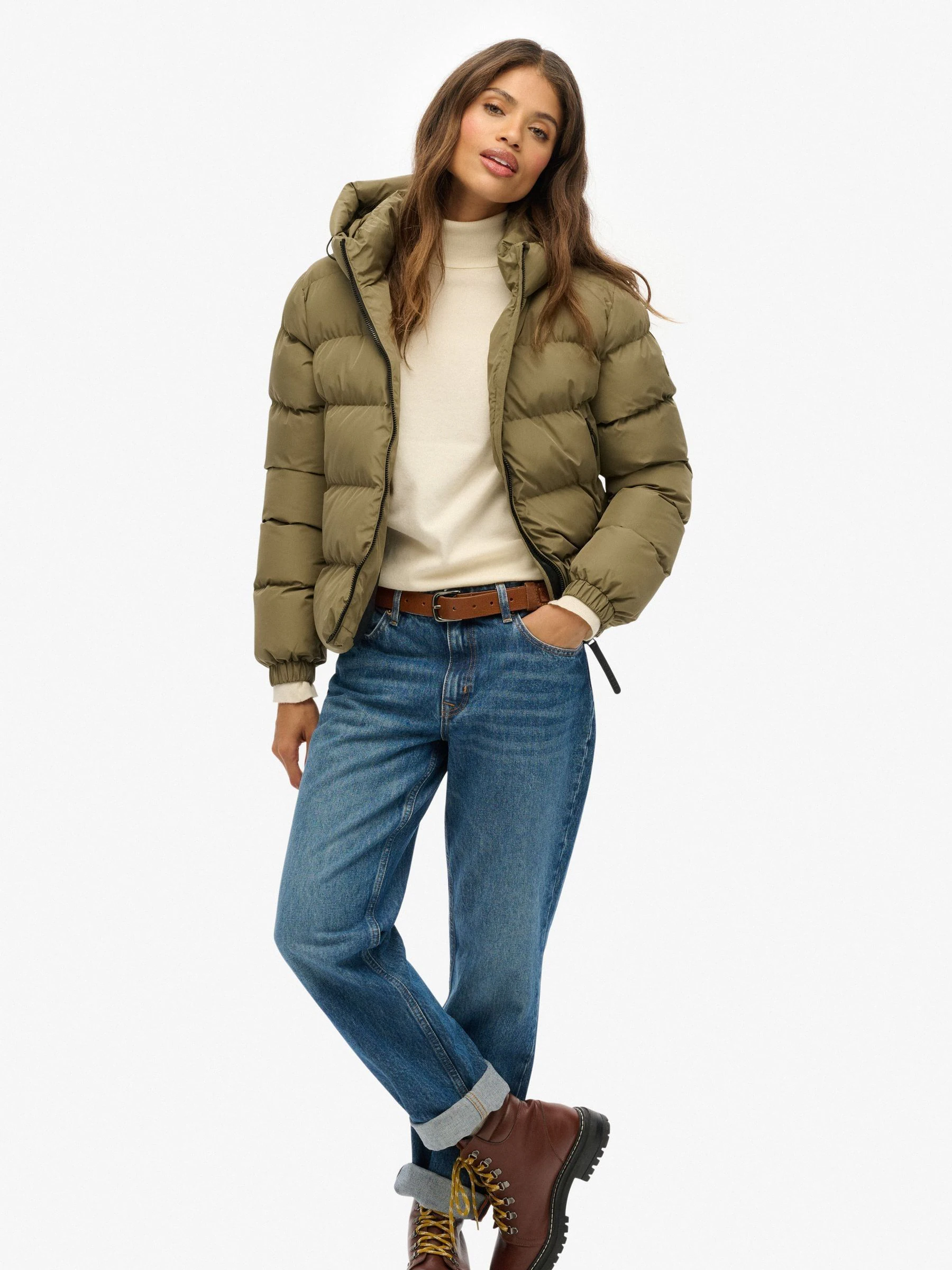 Groen - Superdry - Gewatteerd sportjack met capuchon