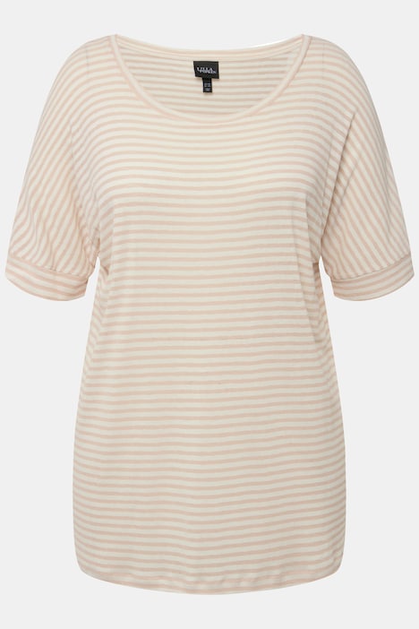 T-Shirt, Streifen, Oversized, Rundhals, Halbarm