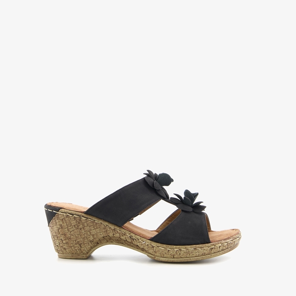 Blue Box dames slippers zwart met bloemen