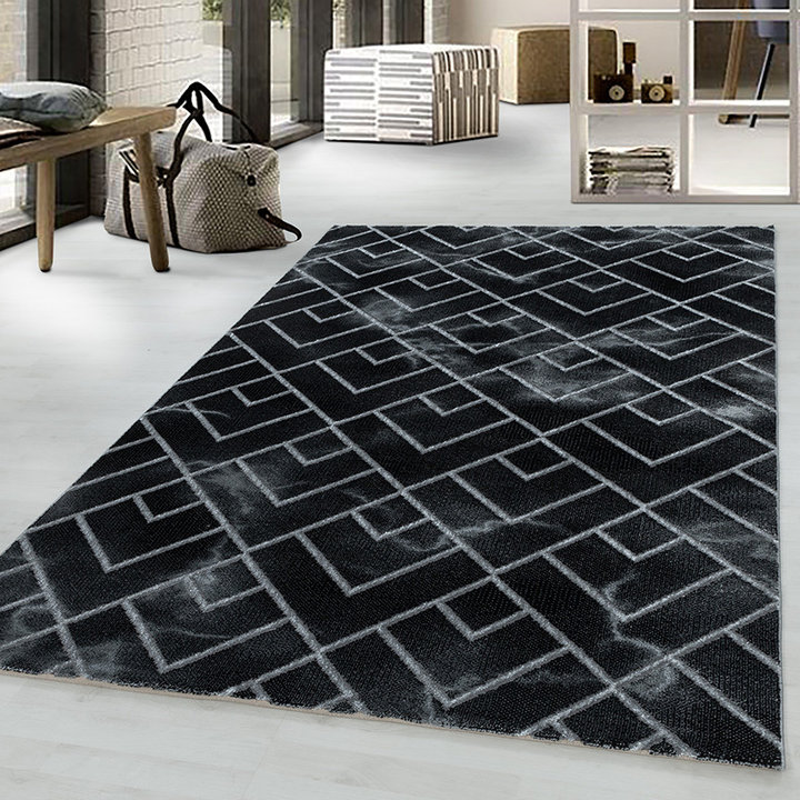 Modern vloerkleed - Marble Pattern Antraciet/Zilver | Topper