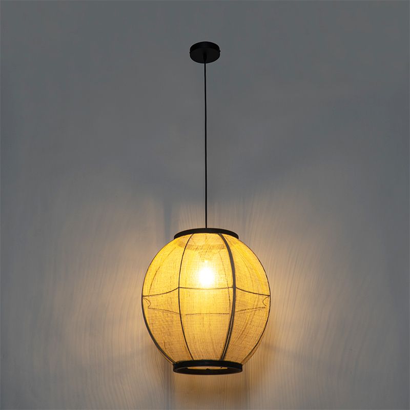 Oosterse hanglamp bruin stof 46 cm - Rob