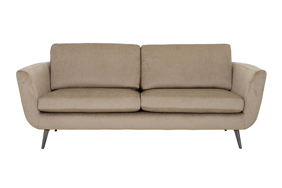 Sun sofa 3-seter. Tekstil Evita 1373-23 Light Beige med sorte kromben.