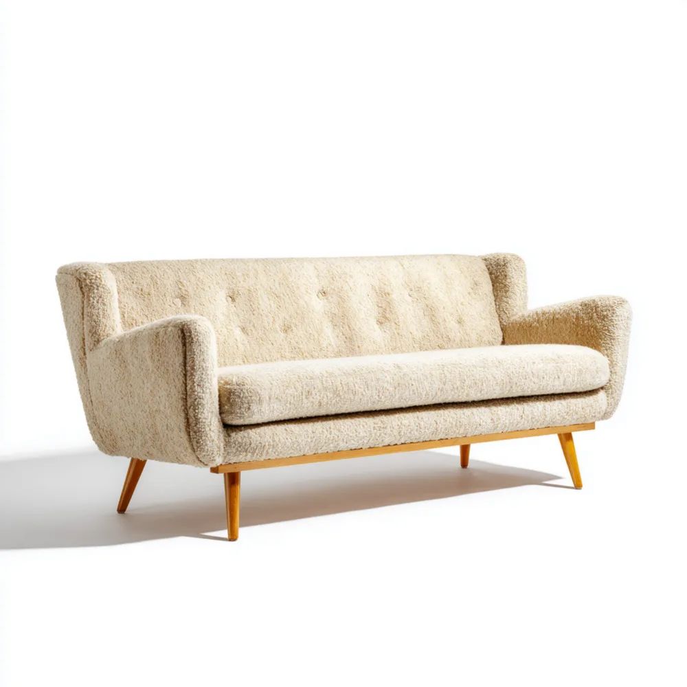 2-Sitzer-Sofa Bouclé-Stoff 180x85x75 cm – Cremefarben – Skandinavische