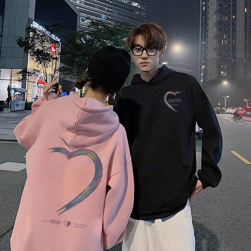 JVL - Koppel bijpassende hartprint losse hoodie