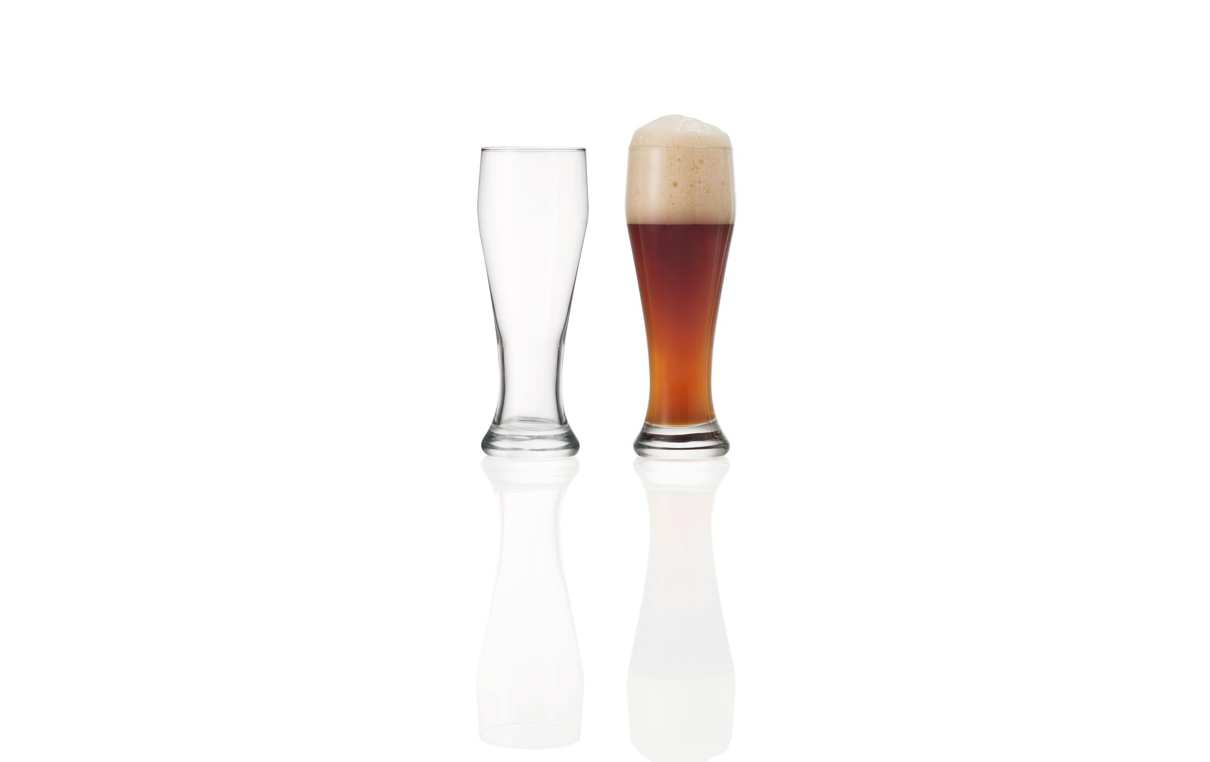Bierglas Basic 655 ml, 2 Stück, TransparentGeschwungenes Weizenbierglas für Weizen- und Weissbiere