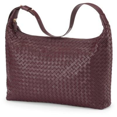 Lederhandtasche geflochten, weinrot