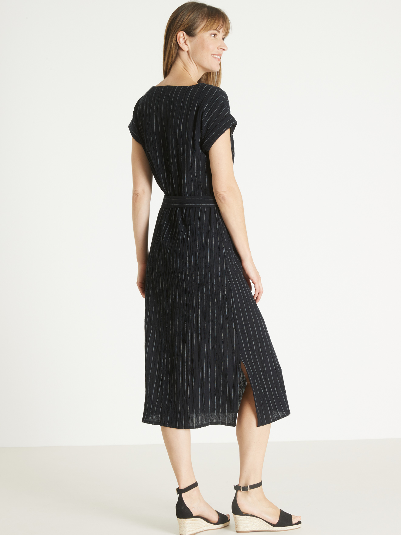 Robe longue en crépon pur coton