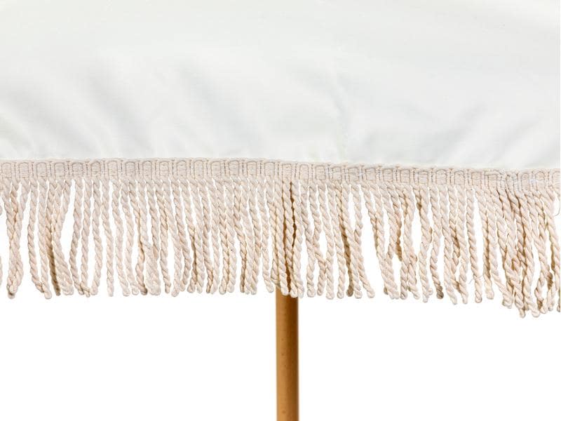 KOOR Sonnenschirm Boho Off-White, 180 cm Strandschirm mit Lichtschutzfaktor 50