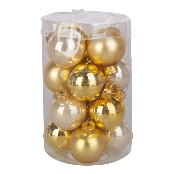 Christbaumkugeln aus Glas - perle/gold - ca. 3,5 cm - 16 Stück