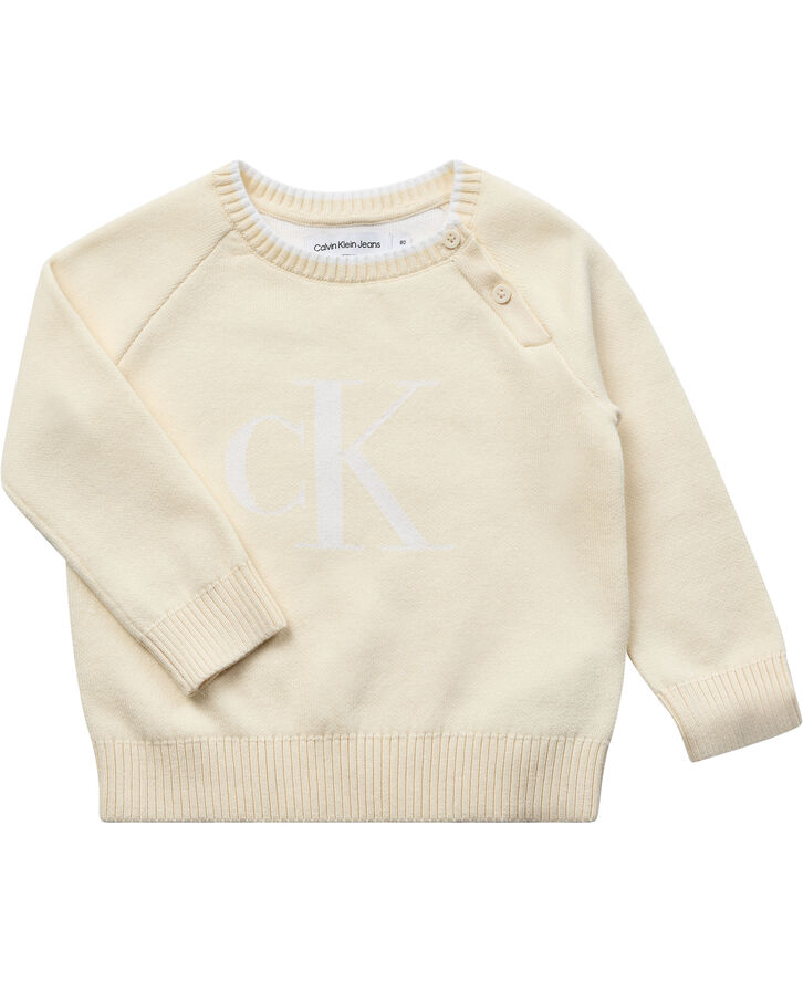 CK Kids Newborn FLUFFY MONOGRAM LOGO SWEATER Yab
