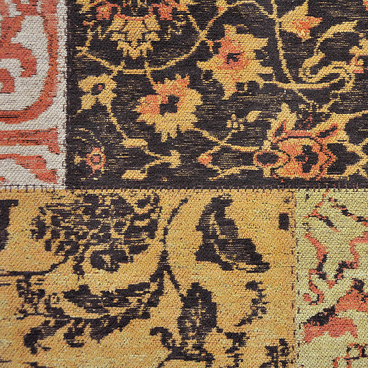 Patchwork vloerkleed - Delany Okergeel | Kunstzinnig