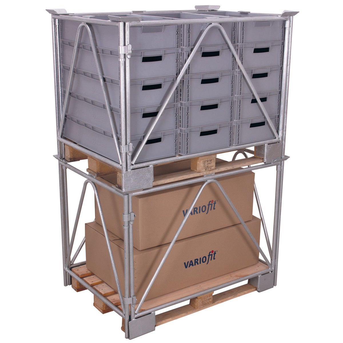 VARIOfit palletopzetrand type 68 van gegalvaniseerd staal, afmetingen 1200x1000mm, hoogte 1600mm